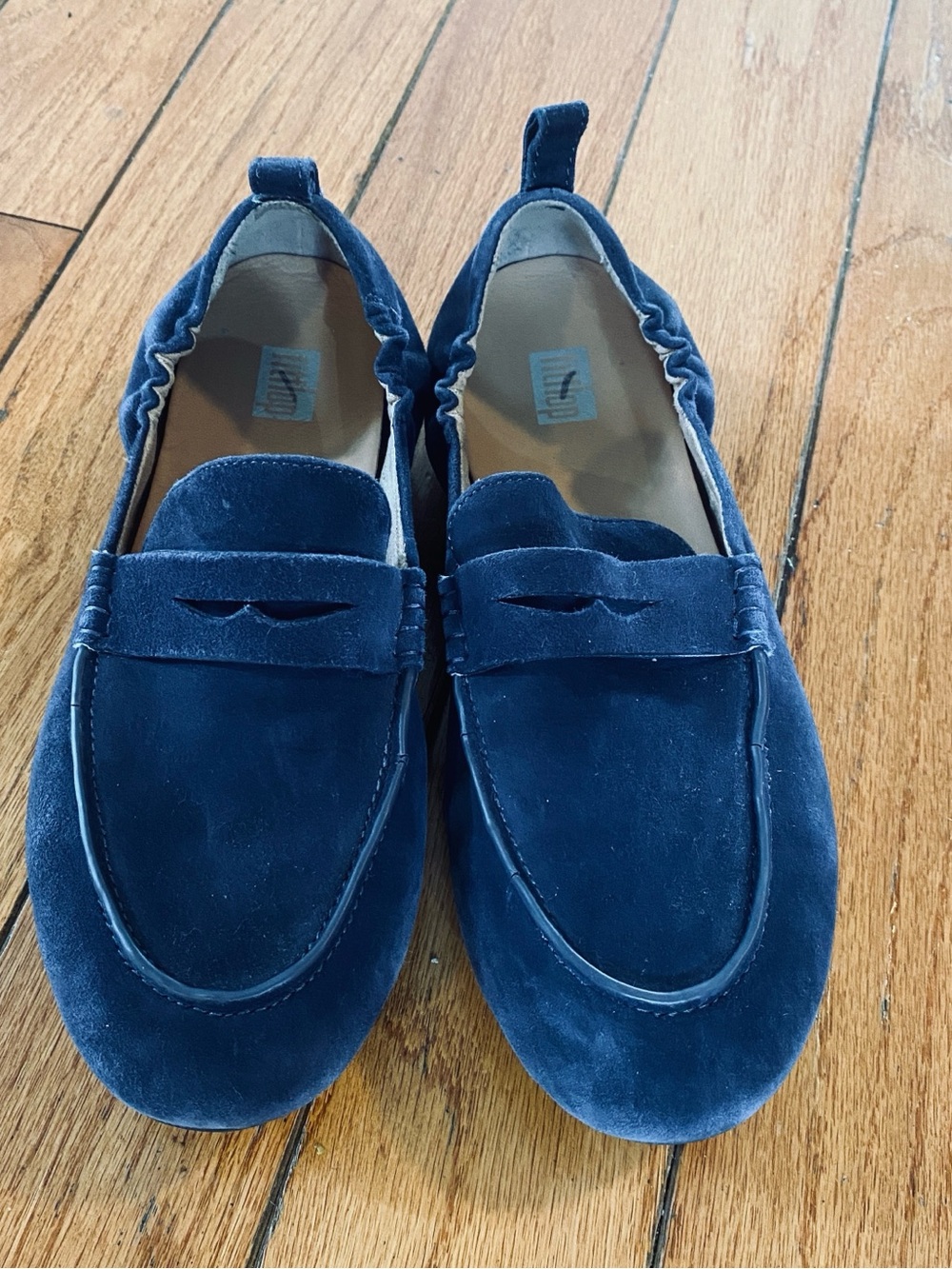 Fitflop Womens allegro suede penny loafers flats midnight navy size 7